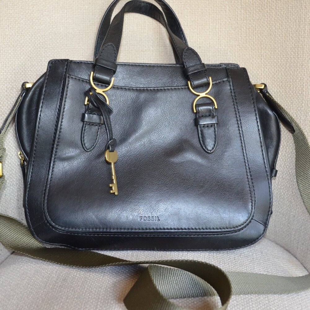Fossil Brooke Leather Satchel Crossbody Black